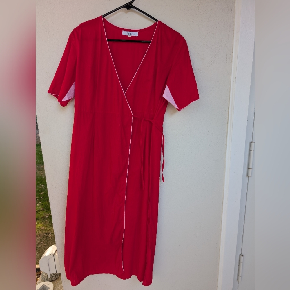 Umkarna Elegant Red Wrap Dress